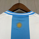 Camisa Seleção Argentina Home 2024/25 + Patch Campeão - Branca e Azul