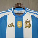Camisa Seleção Argentina Home 2024/25 + Patch Campeão - Branca e Azul