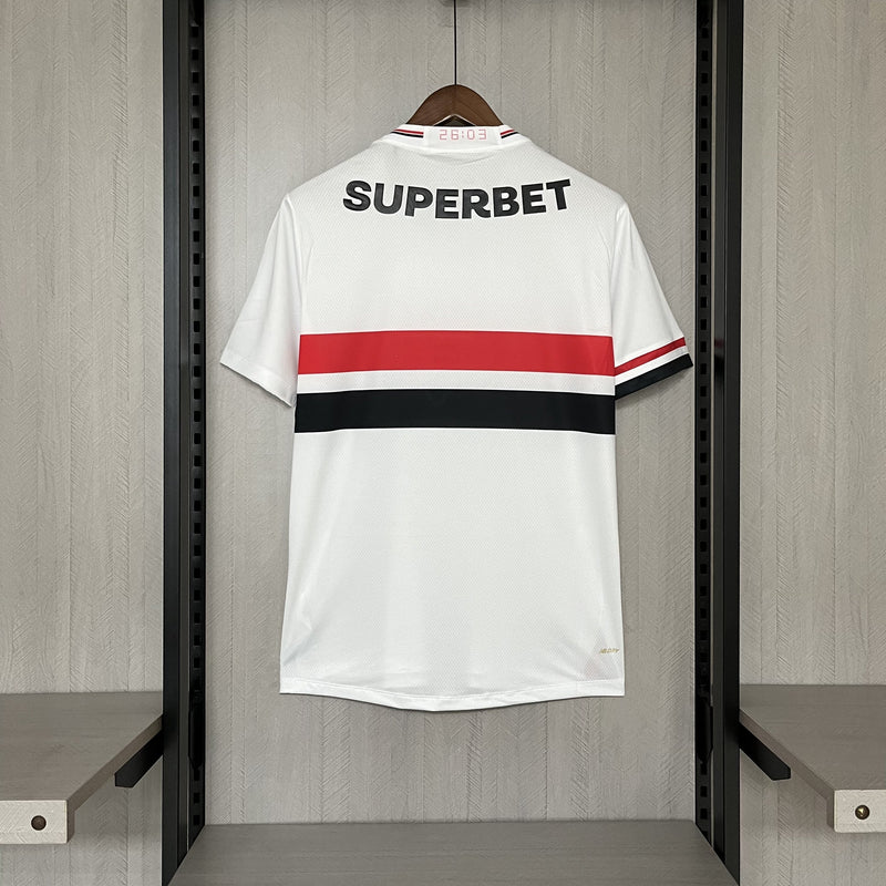 Camisa São Paulo 25/26 Casa New Balance Masculina - Branco+Vermelho