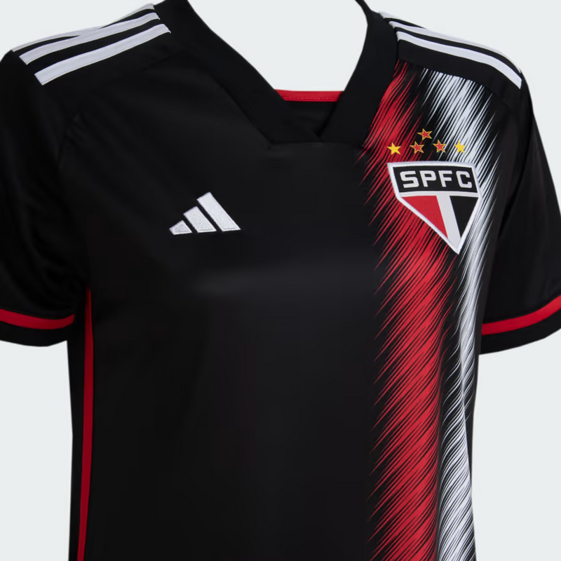 Camisa Feminina São Paulo I 23/24 Adidas - Preta e Vermelha