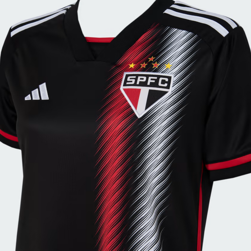 Camisa Feminina São Paulo I 23/24 Adidas - Preta e Vermelha