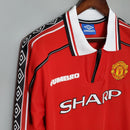 Camisa Retro Manga Longa Manchester United 1998/99 - Vermelho