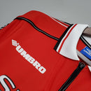 Camisa Retro Manga Longa Manchester United 1998/99 - Vermelho