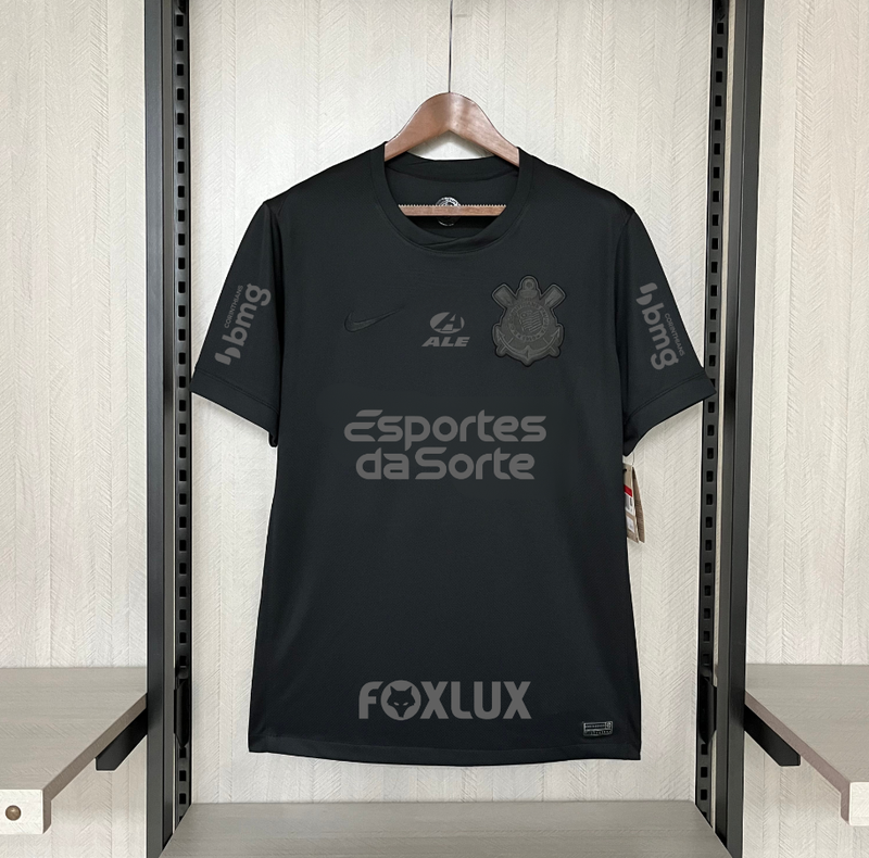 Camisa Nike Corinthians Fora 24/25 - Preta (Com todos patrocinadores)